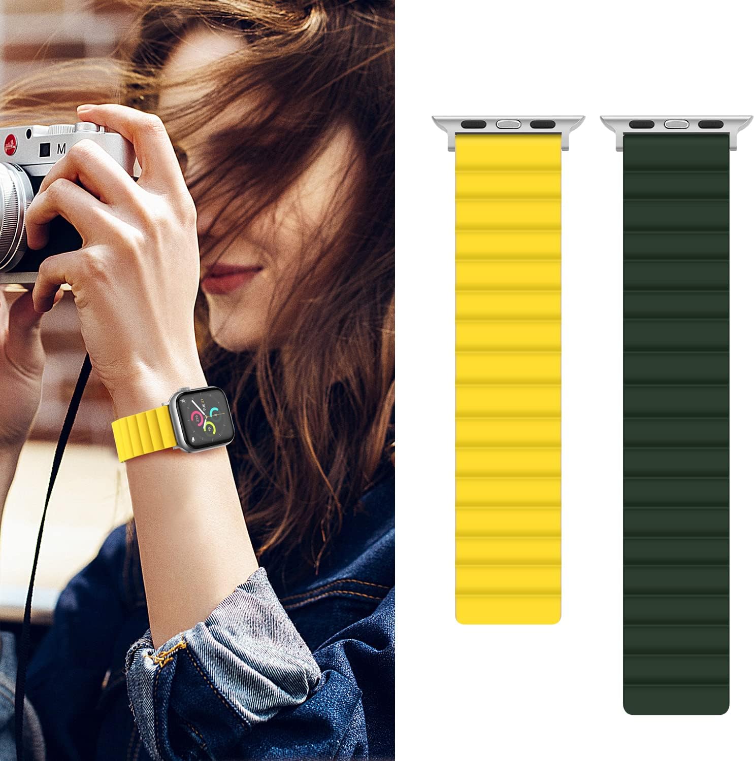 Asli Global Magnetic Band Dual Color For Watch 42/44/45/49mm | Yellow Green Asli Global Magnetic Band Dual Color For Watch 42/44/45/49mm | Yellow Green